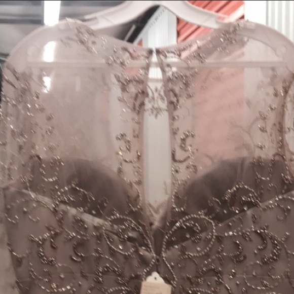 Montage by MonCheri 3/4 sleeves illusion hand beaded bodice gown - Picture 13 of 15